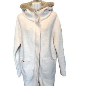 Knit Jacket with Fur Hood